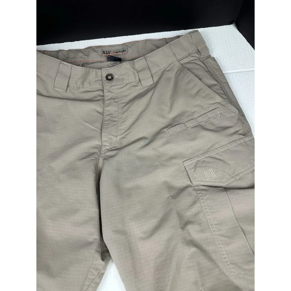 5.11 Tactical Fast-Tac Cargo Pants Mens 36x30 Beige Ripstop Work Trousers 74439